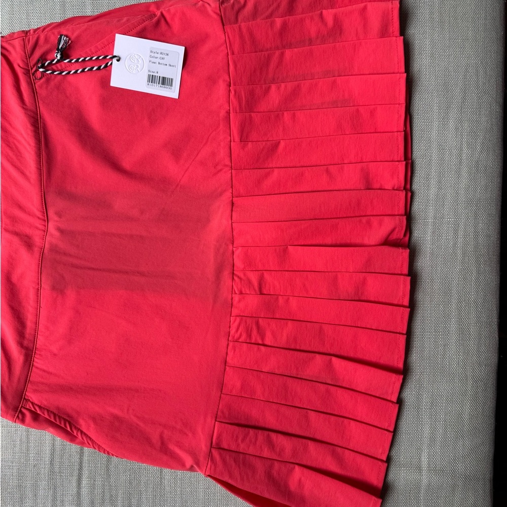 Vibrant Red Pleated Mini Skirt for Resort Wear